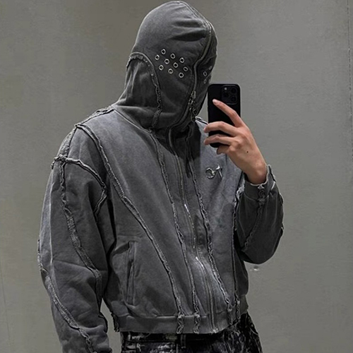 Thu$#%^b 2Color Washing Destruction Zipper Hood Jacket (2884)