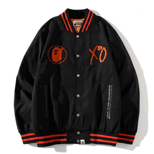 BP Embroidery Letters Red Edge Baseball Jacket (1007)