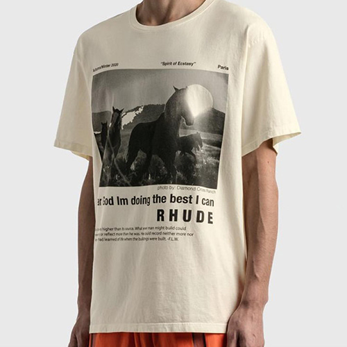 RHUDE Horses Picture Posters Printing TEE (1410)