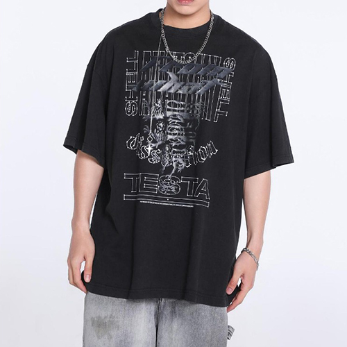 FAR 2Color Letter PRinting Casual TEE (2910)